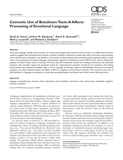 Cosmetic Use of Botulinum Toxin-A Affects Processing of Emotional