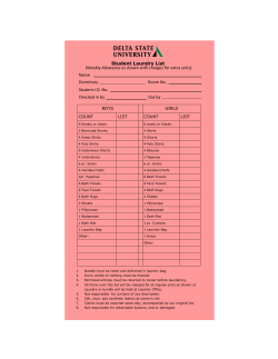 Student Laundry List (Weekly Allowance as shown with charges for