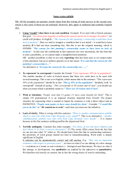 Sentence construction from French to English part 1 Some syntax