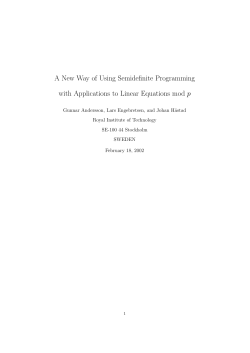 A New Way of Using Semidefinite Programming with