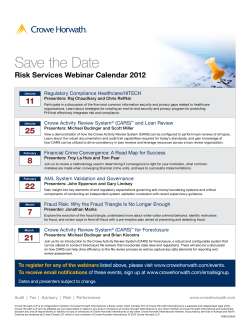 Save the Date - Crowe Horwath LLP