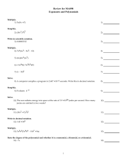 Review for MA098 Exponents and Polynomials
