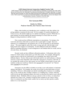 How Synonyms Differ Sandra Lee McKay Professor Emeritus, San
