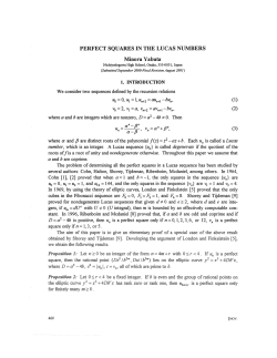 PERFECT SQUARES IN THE LUCAS NUMBERS Minora Yatouta u