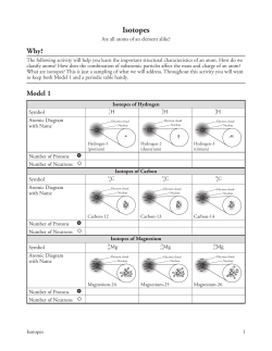 Isotopes Pogil - Ms. Robbins` PNHS Science Classes