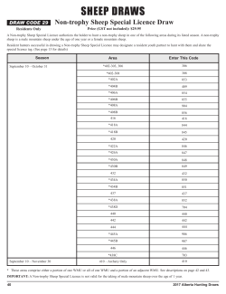 Sheep Draws - Alberta`s regulations