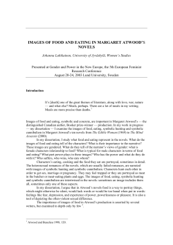 IMAGES OF FOOD AND EATING IN MARGARET ATWOOD`S NOVELS