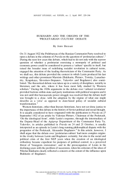BUKHARIN AND THE ORIGINS OF THE