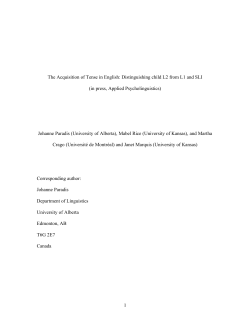 1 The Acquisition of Tense in English: Distinguishing child L2 from