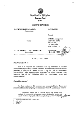 Patrocina H. Salabao Vs. Atty. Andres C. Villaruel, Jr.
