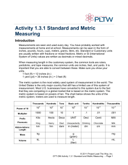 Activity 1.3.1 English and Metric Measuring