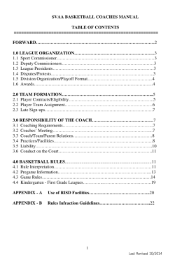 SVAA BASKETBALL COACHES MANUAL TABLE OF CONTENTS