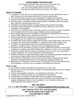 OVERCOMING FRUSTRATION! WHAT TO KNOW! WE CAN HELP