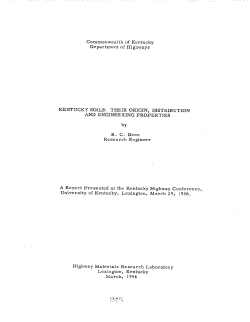Kentucky Soils: Their Origin, Distribution and