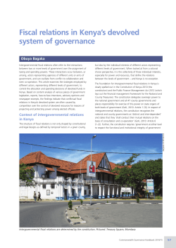 Fiscal relations in Kenya`s devolved system of government