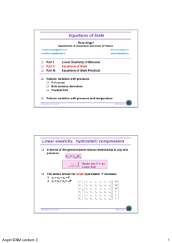 Equations of State Linear elasticity, hydrostatic compression