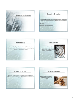 Advances in Genetics Selective Breeding INBREEDING