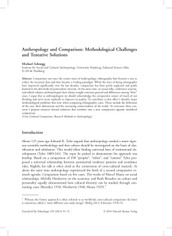 Anthropology and Comparison: Methodological Challenges and