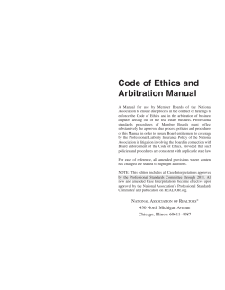 Code of Ethics and Arbitration Manual