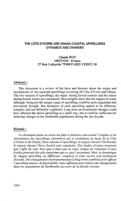 The C&ocirc;te d`Ivoire and Ghana coastal upwelling dynamics and changes