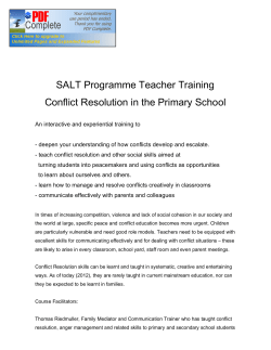 SALT Programme Teacher Training Conflict Resolution in the