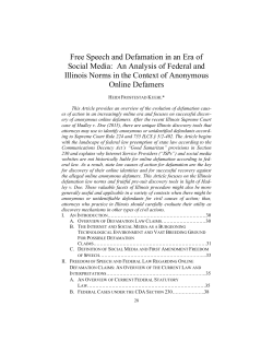 Free Speech and Defamation in an Era of Social Media