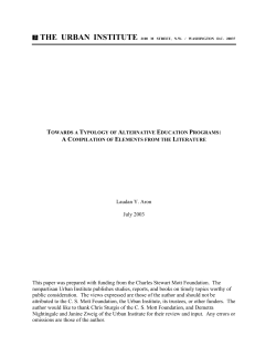 Towards a Typology of Alternative Education