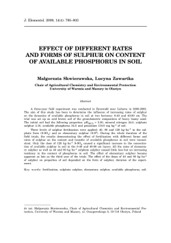 EFFECT OF DIFFERENT RATES AND FORMS OF SULPHUR ON