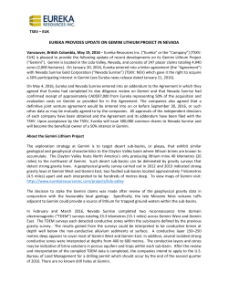 eureka provides update on gemini lithium project in nevada