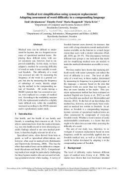 Medical text simplification using synonym replacement: Adapting