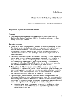 Cabinet paper: Proposals to improve the Dam Safety Scheme