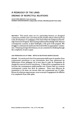 a pedagogy of the land: dreams of respectful relations