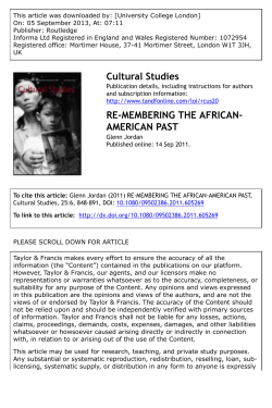 Cultural Studies RE-MEMBERING THE AFRICAN