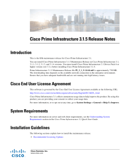Cisco Prime Infrastructure 3.1.5 Release Notes Introduction