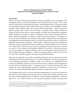Degrees of Belonging and Graduated Rights: Immigrants and