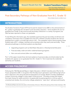 Post-Secondary Pathways of Non-Graduates from B.C. Grade 12
