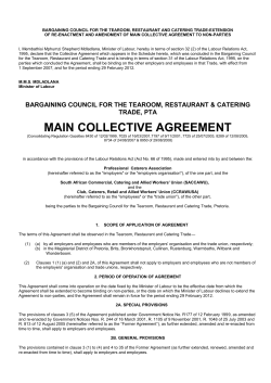 BARGAINING COUNCIL FOR THE TEAROOM, RESTAURANT AND