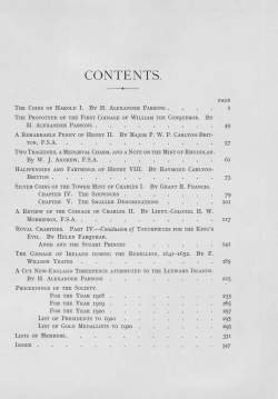 contents. - British Numismatic Society