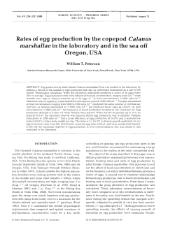 Rates of egg production by the copepod Calanus marshallae in the