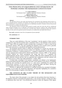 the principle of equilibrium and separation of powers under