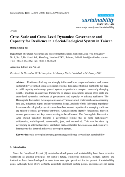 Cross-Scale and Cross-Level Dynamics: Governance and Capacity