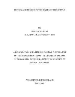 FICTION AND MIMESIS IN THE IDYLLS OF THEOCRITUS BY