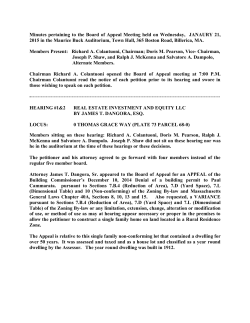 Minutes pertaining to the Board of Appeal Meeting held on , 2005 in
