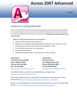 Access 2007 Advanced - Corporate Training Materials