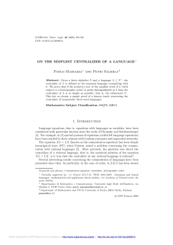 Paolo Massazza and Petri Salmela 1. Introduction