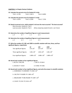In-Chapter Review Problems 32. Calculate the percent errors for