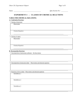 EXPERIMENT 4 &minus; CLASSES OF CHEMICAL REACTIONS