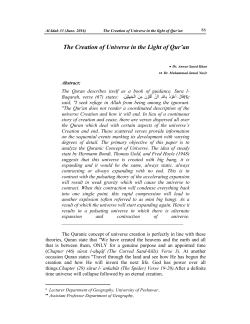 The Creation of Universe in the Light of Qur`an