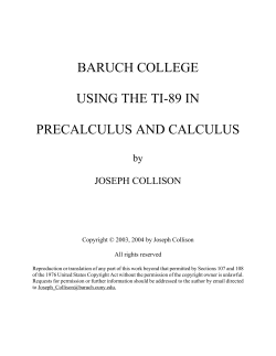 Ti-89 Calculator Manual - Baruch College