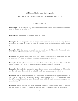 Differentials and Integrals
